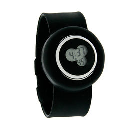 Montre noire de quartz d'alarme de Digital de gelée de la montre XL 43MM de bracelet de silicone