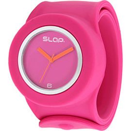 Montre rose jaune de bracelet de silicone de filles, montre en caoutchouc d'OEM