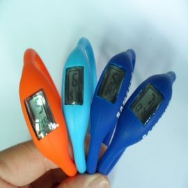 Montre blanche/bleue de bracelet de silicone, montre-bracelet de quartz de sports avec le bouton réglable de temps