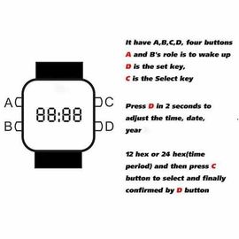 Bande occasionnelle classique de silicone de style de sport de noir de montre de bracelet de silicone de LED