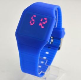 Silicone bleu/blanc de mode a mené la courroie 100% de silicone de montre pour des garçons et des filles