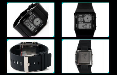 Double temps de montre analogique-numérique unisexe de double temps avec 5 contre-jours de couleurs