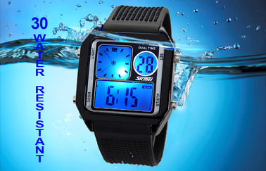 La montre analogue d'affichage à cristaux liquides de bande d'unité centrale de contre-jour d'EL, alarment des montres-bracelet de Digital