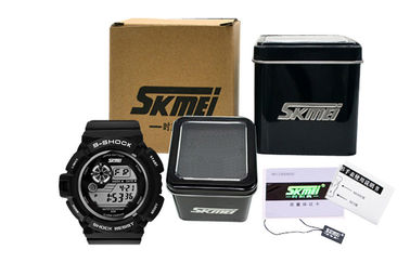 Montre de Digital multifonctionnelle d'écran d'affichage à cristaux liquides de noir de mode de garçons avec le contre-jour d'EL