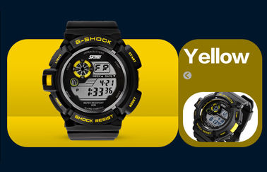 Montre de Digital multifonctionnelle d'écran d'affichage à cristaux liquides de noir de mode de garçons avec le contre-jour d'EL