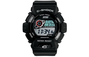 12/24 montres de choc d'heure badine la montre multifonctionnelle imperméable d'affichage à cristaux liquides de 3 atmosphères