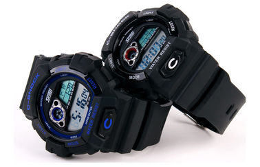 12/24 montres de choc d'heure badine la montre multifonctionnelle imperméable d'affichage à cristaux liquides de 3 atmosphères