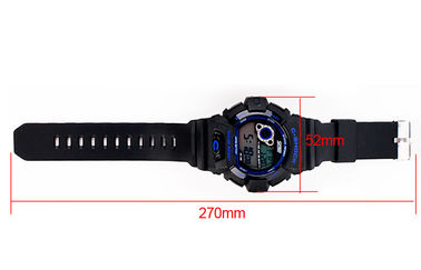 12/24 montres de choc d'heure badine la montre multifonctionnelle imperméable d'affichage à cristaux liquides de 3 atmosphères