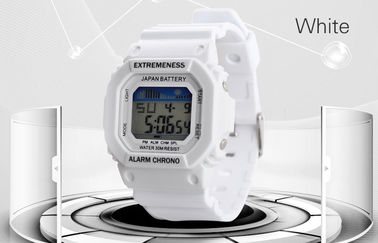 Les ABS blancs de montre de Digital de dames élégantes affaire 12/24 heures de montres-bracelet