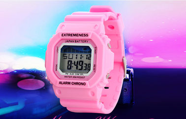 Les ABS blancs de montre de Digital de dames élégantes affaire 12/24 heures de montres-bracelet