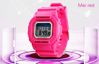 Les ABS blancs de montre de Digital de dames élégantes affaire 12/24 heures de montres-bracelet