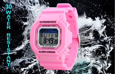 Les ABS blancs de montre de Digital de dames élégantes affaire 12/24 heures de montres-bracelet