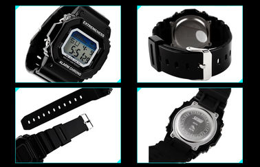 Les ABS blancs de montre de Digital de dames élégantes affaire 12/24 heures de montres-bracelet