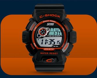 Résistant à l'eau multifonctionnel de montre de 5 atmosphères Digital, montre-bracelet d'affichage à cristaux liquides