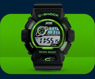 Résistant à l'eau multifonctionnel de montre de 5 atmosphères Digital, montre-bracelet d'affichage à cristaux liquides