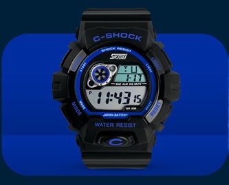 Résistant à l'eau multifonctionnel de montre de 5 atmosphères Digital, montre-bracelet d'affichage à cristaux liquides