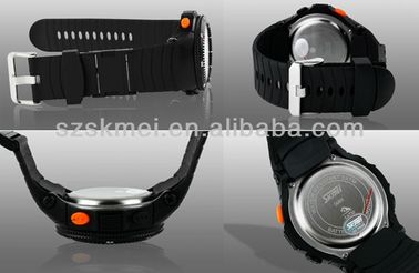 Montre multifonctionnelle noire d'affichage à cristaux liquides Digital avec la lumière de dos d'EL