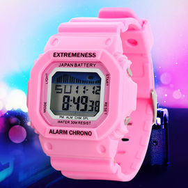 La montre de Digital multifonctionnelle rose pour les enfants, 12H/24H compose