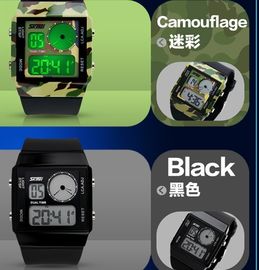 Courroie en plastique de montre de Mutifunction Digital de deux sports de fuseau horaire avec 5 contre-jours de couleurs