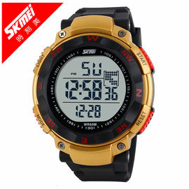 Montre de Digital multifonctionnelle d'or, contre-jour d'EL de montres de Digital de sports
