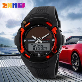 Doubles montres de choc de quartz de Digital de sport en plein air d'énergie solaire de temps