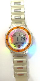 Montre-bracelet horaire légère de clignotant multifonctionnelle de carillon de la montre de Digital de courroie noire d'unité centrale LED