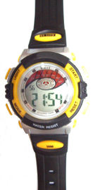 Montre-bracelet horaire légère de clignotant multifonctionnelle de carillon de la montre de Digital de courroie noire d'unité centrale LED
