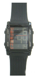 Montre imperméable de chiffre du carillon horaire atomique noir LED de montre
