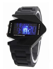 Montre de Digital multifonctionnelle formée par avions noirs et blancs, montre imperméable de LED