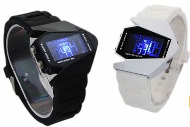 Montre de Digital multifonctionnelle formée par avions noirs et blancs, montre imperméable de LED