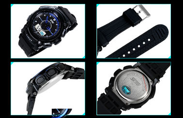 Montre-bracelet analogique-numérique de 5 atmosphères, montres-bracelet d'affichage d'affichage à cristaux liquides de caisse d'ABS