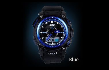 Montre-bracelet analogique-numérique de 5 atmosphères, montres-bracelet d'affichage d'affichage à cristaux liquides de caisse d'ABS