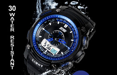 Montre-bracelet analogique-numérique de 5 atmosphères, montres-bracelet d'affichage d'affichage à cristaux liquides de caisse d'ABS