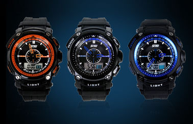 Montre-bracelet analogique-numérique de 5 atmosphères, montres-bracelet d'affichage d'affichage à cristaux liquides de caisse d'ABS
