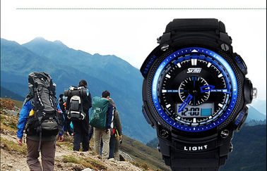 Montre-bracelet analogique-numérique de 5 atmosphères, montres-bracelet d'affichage d'affichage à cristaux liquides de caisse d'ABS