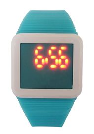 Montre carrée des bandes AM P.M. de silicone de montres de l'enfant LED Digital pour le cadeau