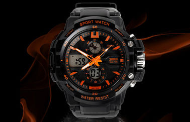 Montre-bracelet analogique-numérique de fuseau horaire d'homme d'OEM double avec le carillon horaire