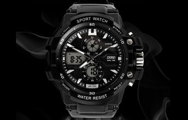 Montre-bracelet analogique-numérique de fuseau horaire d'homme d'OEM double avec le carillon horaire