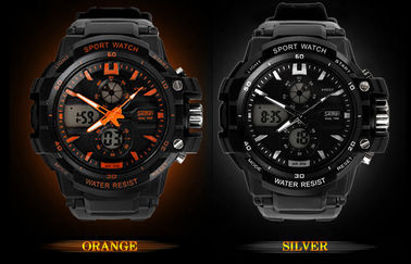 Montre-bracelet analogique-numérique de fuseau horaire d'homme d'OEM double avec le carillon horaire