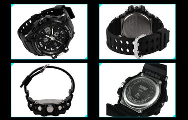 Montre-bracelet analogique-numérique de fuseau horaire d'homme d'OEM double avec le carillon horaire