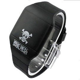 Montre en caoutchouc noire de sports des hommes LED Digital avec la copie de logo de crâne pour le cadeau de Halloween