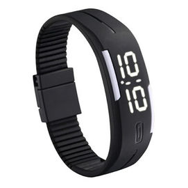 La lumière blanche en caoutchouc de résistant à l'eau a mené la montre-bracelet de Digital pour l'homme dans le noir, bleue