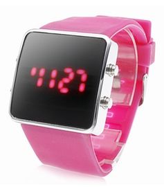 Montre-bracelet rose unique du silicone LED Digital pour l'adolescent, montre de contact de LED