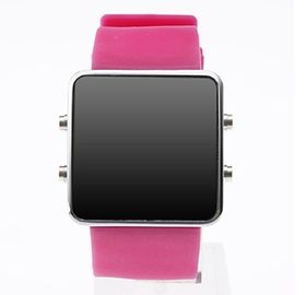 Montre-bracelet rose unique du silicone LED Digital pour l'adolescent, montre de contact de LED