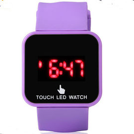 Montre-bracelet pourpre de LED Digital pour le boîtier en plastique de fille + l'ODM d'OEM de bracelet de silicone