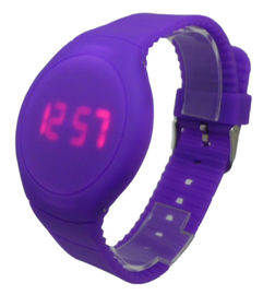 Montre-bracelet ronde pourpre du visage LED Digital pour des femmes avec le logo Debossed