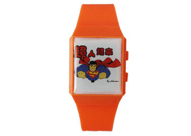 Le grand visage a mené la courroie de la montre-bracelet TPU de quartz de Digital Japon Movt, dos d'acier inoxydable