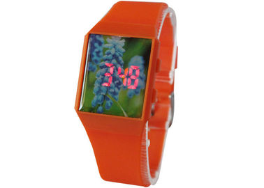 Le grand visage a mené la courroie de la montre-bracelet TPU de quartz de Digital Japon Movt, dos d'acier inoxydable