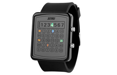 Montre-bracelet de Digital de contre-jour d'EL de LED, montres de miroir de cadran de calculatrice