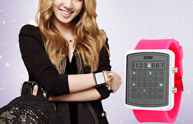 Montre-bracelet de Digital de contre-jour d'EL de LED, montres de miroir de cadran de calculatrice
